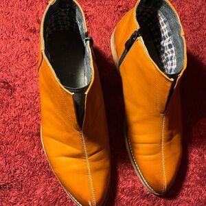 Men's Orange Leather Ankle Boots